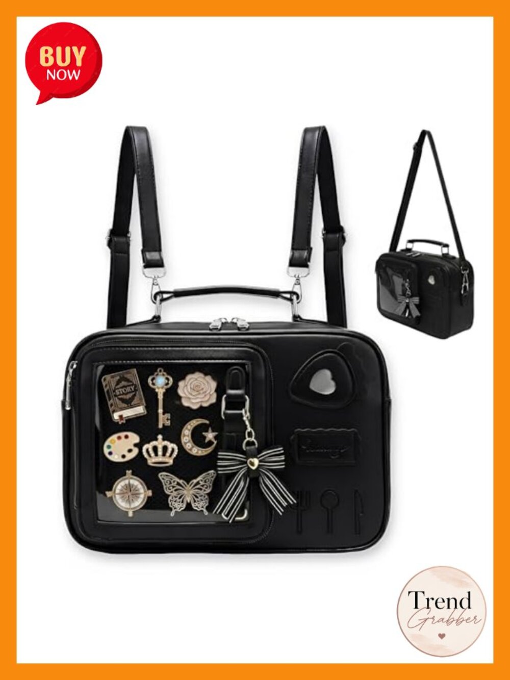 Ita Bag Crossbody Backpack Pin Display Purse Anime Kpop Water-Resistant PU